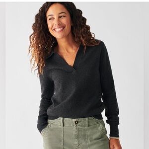 Faherty Jackson Polo Pullover in ash heather